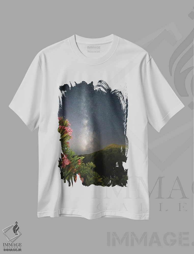 تیشرت طرح دار گل های رودودندرون و ستارگان III، مدیوم اثر استیو برکلی | immage.ir