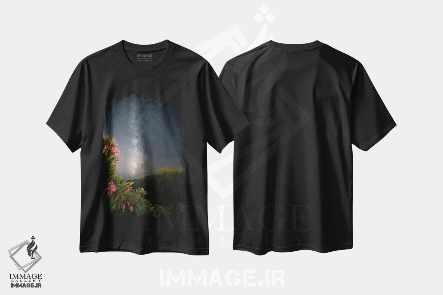 تیشرت طرح دار گل های رودودندرون و ستارگان III، مدیوم اثر استیو برکلی | فروشگاه ایماژ