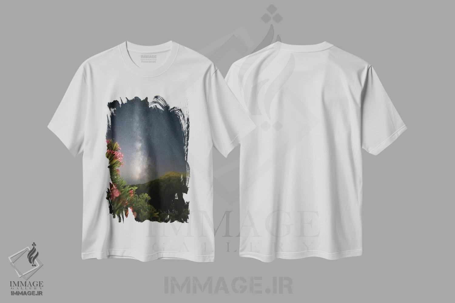 تیشرت طرح دار گل های رودودندرون و ستارگان III، مدیوم اثر استیو برکلی | immage.ir
