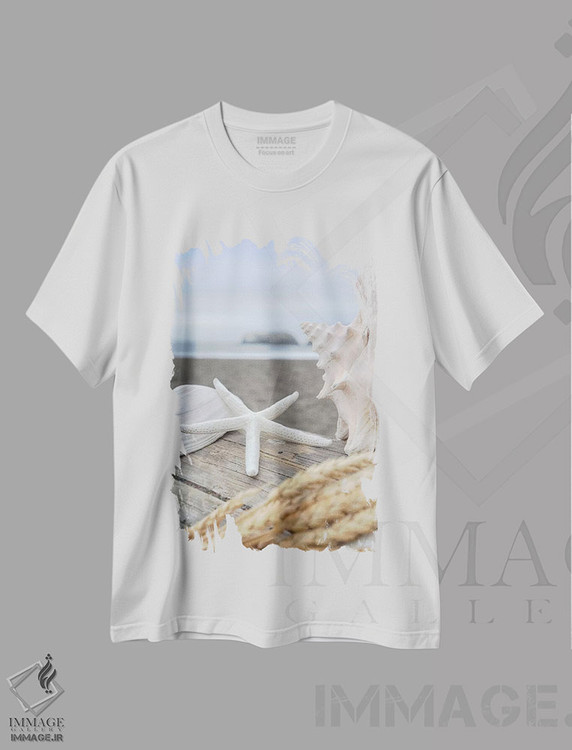 تیشرت طرح دار صدف های ساحل هلالی XII، دکور ساحلی اثر آلن بلاوشتاین | immage.ir