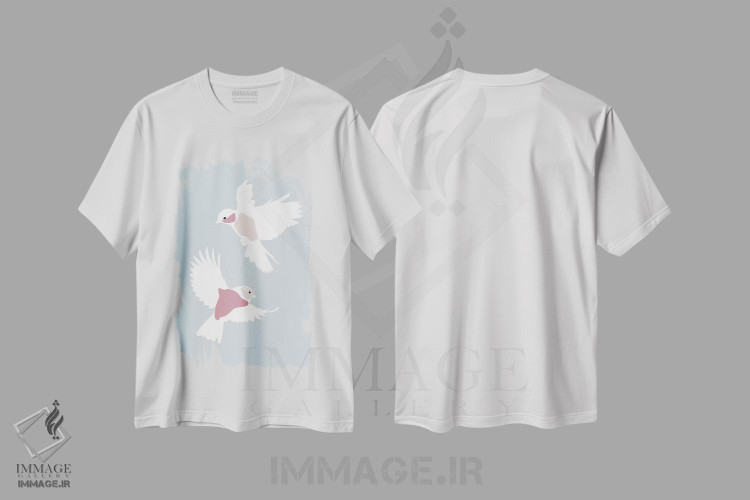 تیشرت طرح دار پرندگان، تزئینی اثر بلک پرینتس | فروشگاه ایماژ