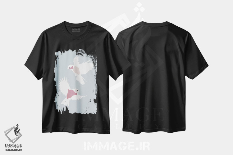 تیشرت طرح دار پرندگان، تزئینی اثر بلک پرینتس | immage.ir