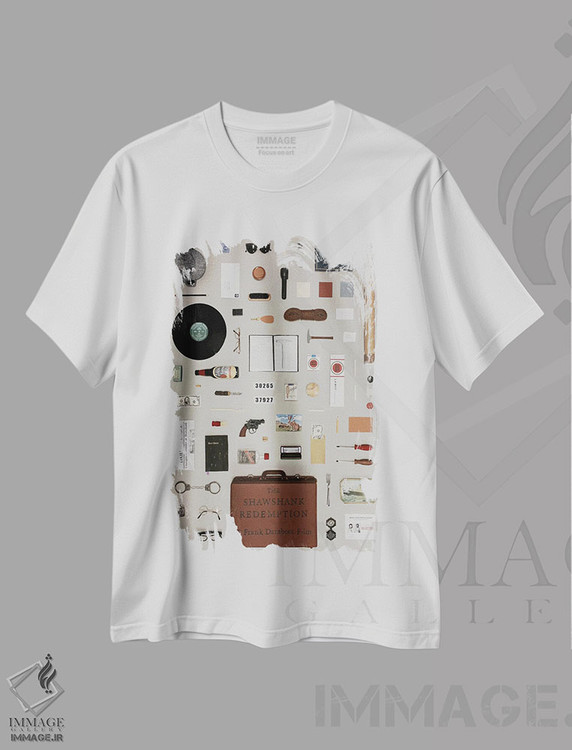 تیشرت طرح دار اشیای رستگاری در شاوشنک، تزئینی اثر جردن بولتون | immage.ir