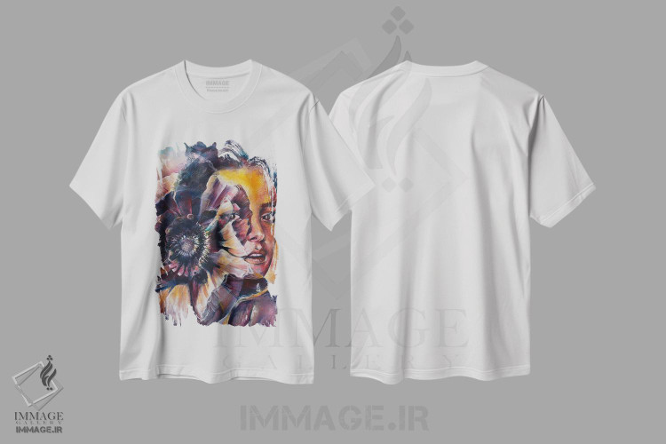 تیشرت طرح دار نگاه و گلبرگ ها، هنر فاخر معاصر اثر بلول آرت | immage.ir