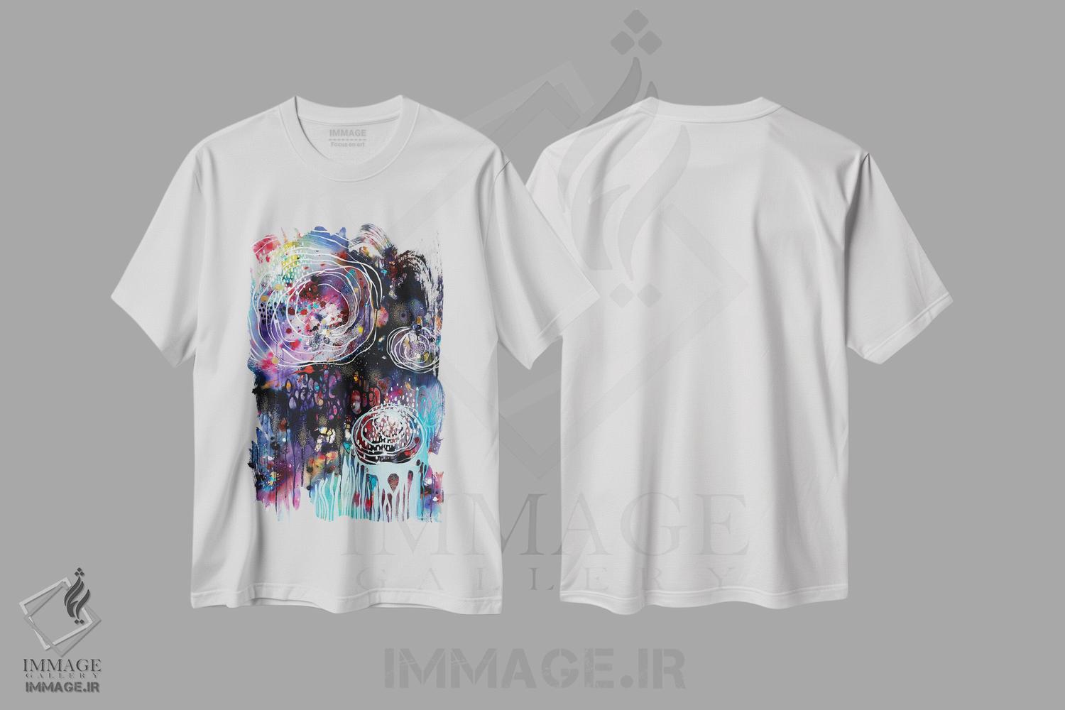 تیشرت طرح دار قطره های باران و طنین اثر برندا مانگالور | immage.ir