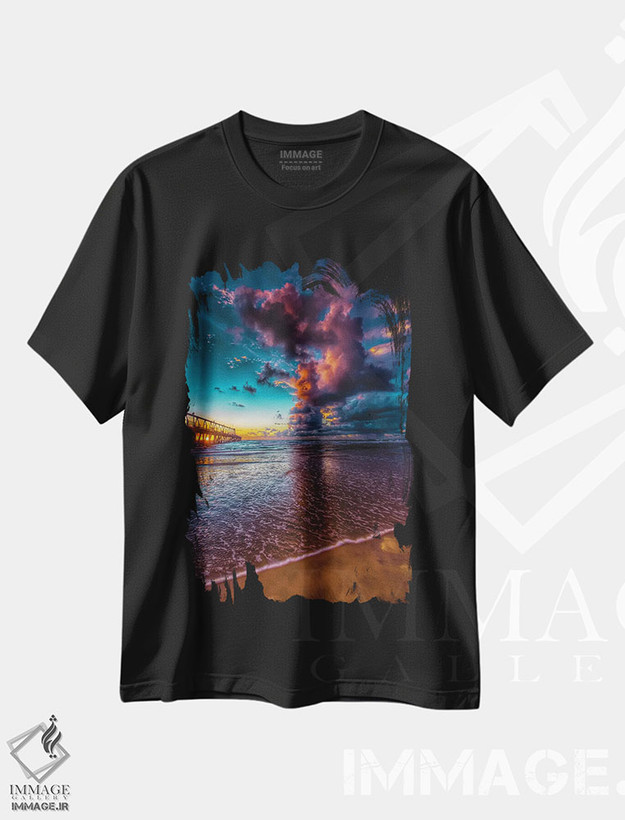 تیشرت طرح دار طلوع اسکله، مدیوم اثر بن مولدر | فروشگاه ایماژ