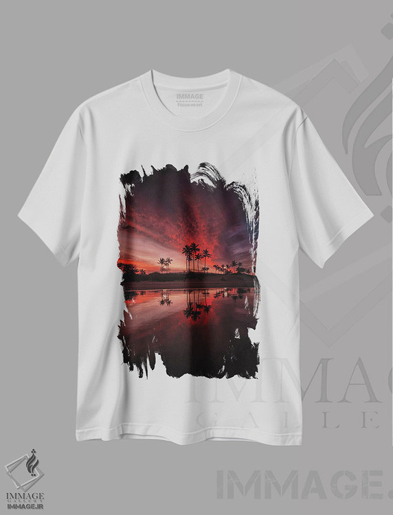تیشرت طرح دار ساحل نخل ها، تزئینی اثر بن مولدر | فروشگاه ایماژ
