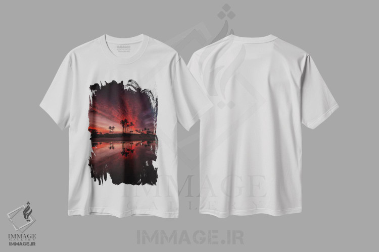 تیشرت طرح دار ساحل نخل ها، تزئینی اثر بن مولدر | فروشگاه ایماژ