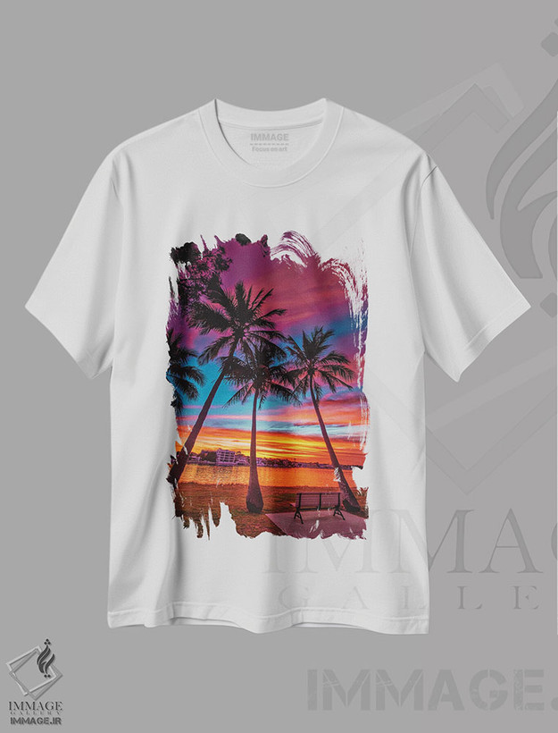 تیشرت طرح دار جایگاه غروب، مدیوم اثر بن مولدر | فروشگاه ایماژ