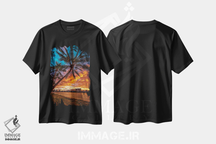 تیشرت طرح دار غروب رودخانه، مدیوم اثر بن مولدر | immage.ir