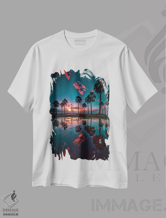 تیشرت طرح دار درختان نخل، مدیوم اثر بن مولدر | immage.ir