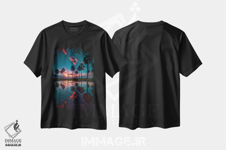 تیشرت طرح دار درختان نخل، مدیوم اثر بن مولدر | فروشگاه ایماژ