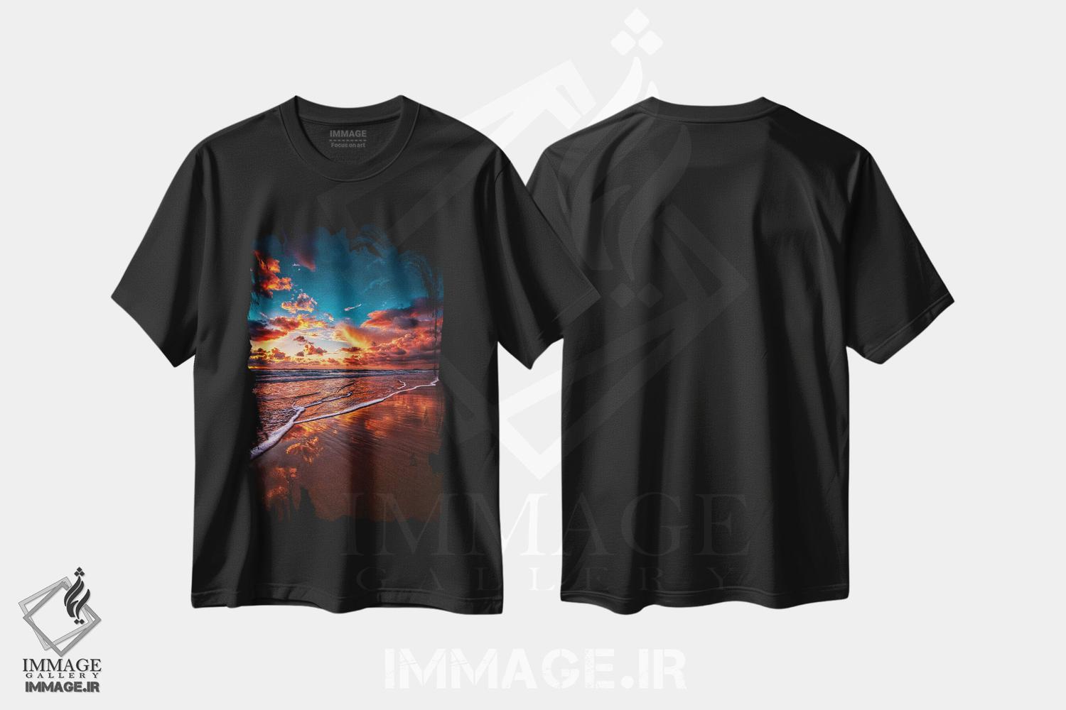 تیشرت طرح دار ابرها و موج ها، مدیوم اثر بن مولدر | immage.ir