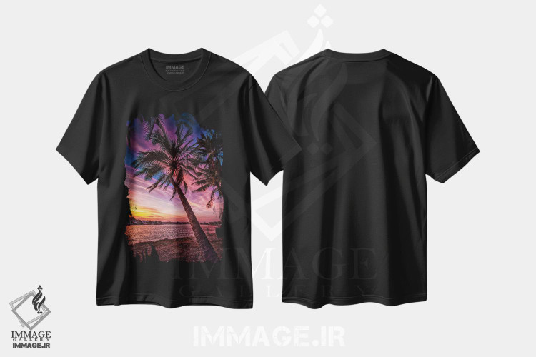 تیشرت طرح دار نخل در غروب، مدیوم اثر بن مولدر | فروشگاه ایماژ
