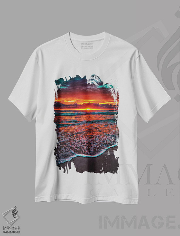 تیشرت طرح دار درخشش نارنجی اقیانوس، مدیوم اثر بن مولدر | فروشگاه ایماژ