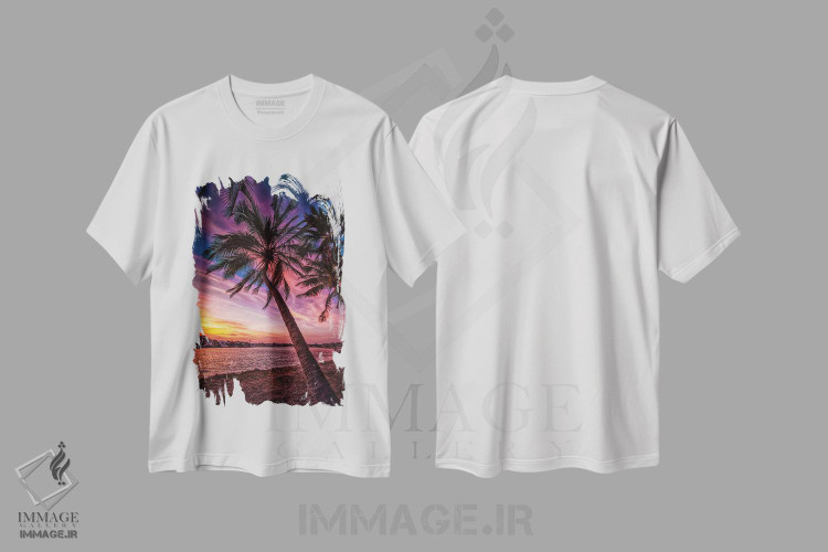 تیشرت طرح دار نخل در غروب، مدیوم اثر بن مولدر | immage.ir