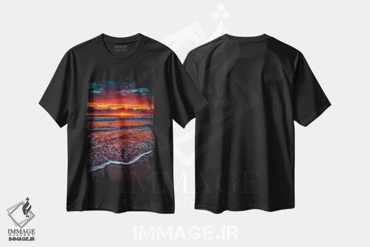 تیشرت طرح دار درخشش نارنجی اقیانوس، مدیوم اثر بن مولدر | immage.ir