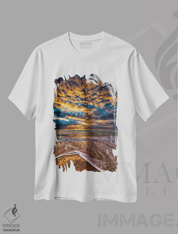 تیشرت طرح دار ابرهای طلایی، مدیوم اثر بن مولدر | فروشگاه ایماژ