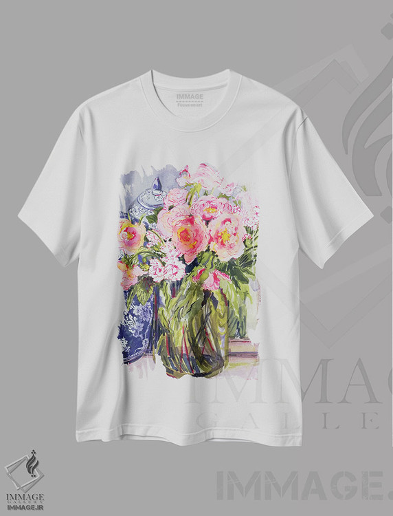 تیشرت طرح دار طبیعت بی جان با دو کوزهٔ زنجبیل آبی، هنر فاخر کلاسیک اثر ژوان توسی | فروشگاه ایماژ