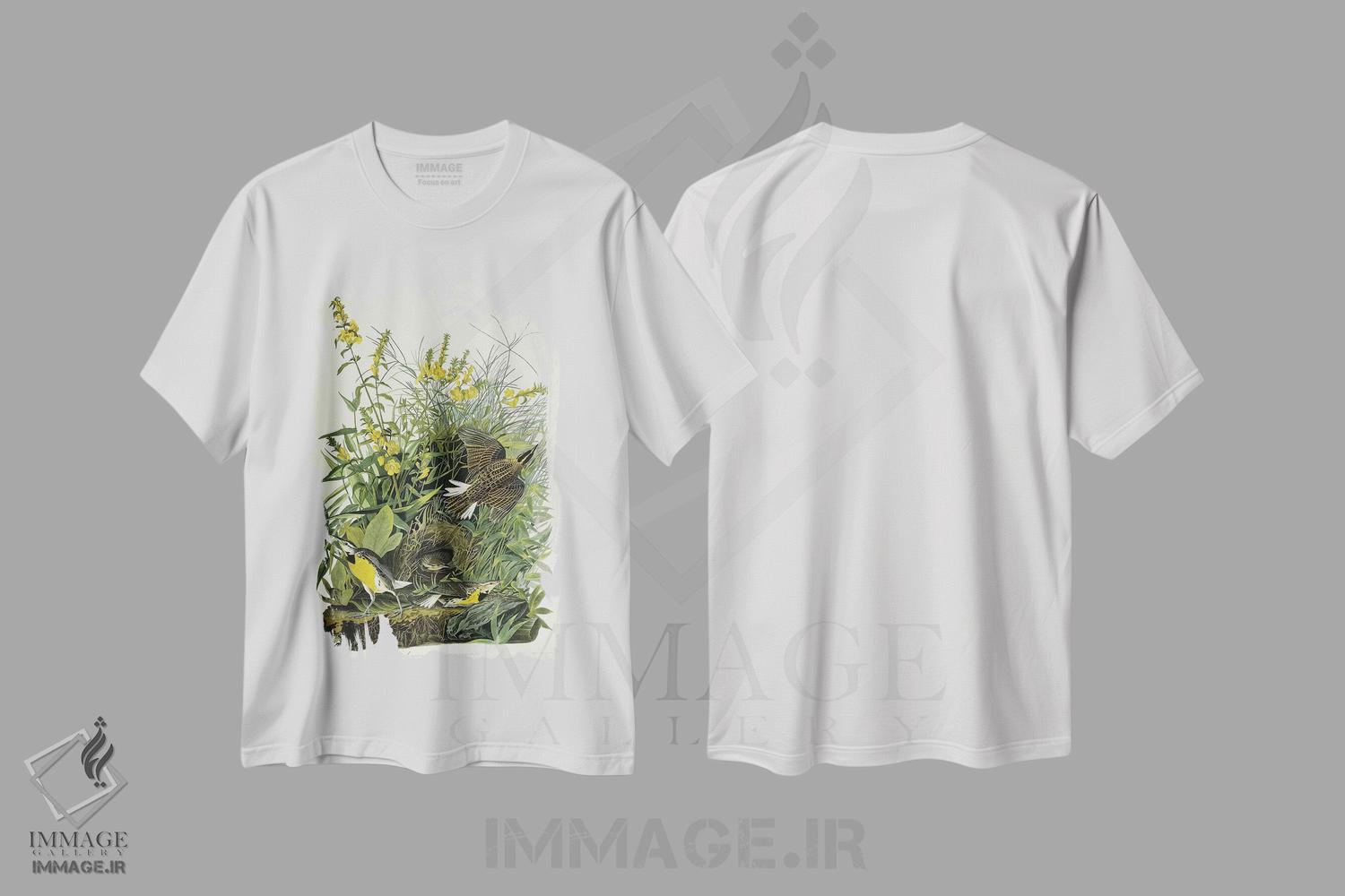 تیشرت طرح دار 1832,چکاوک چمنزار، ۱۸۳۲، هنر فاخر کلاسیک اثر جان جیمز آدوبون | immage.ir