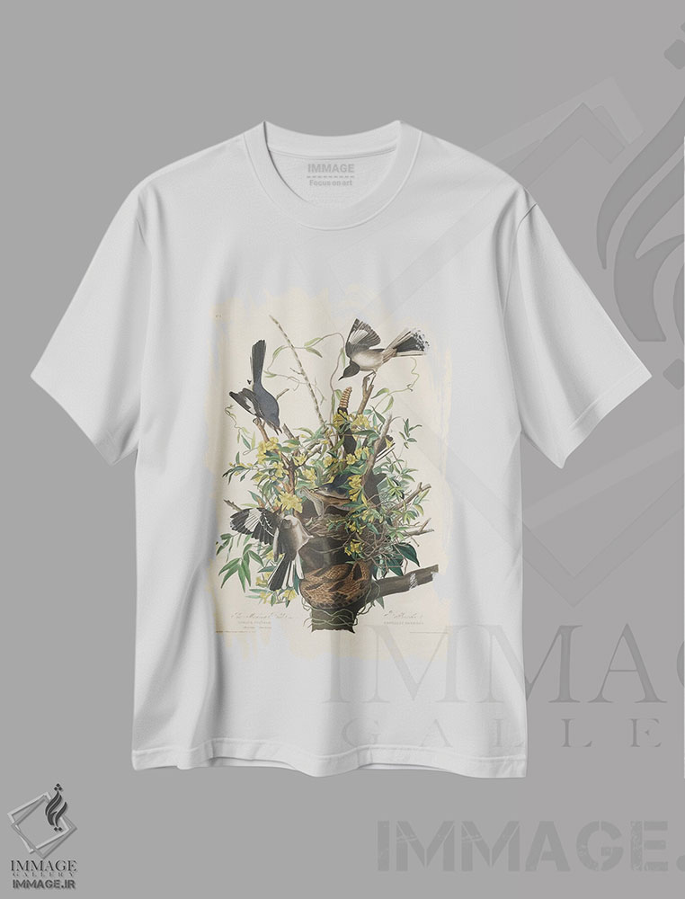 تیشرت طرح دار 1827,مرغ مقلد، ۱۸۲۷، هنر فاخر کلاسیک اثر جان جیمز آدوبون | فروشگاه ایماژ