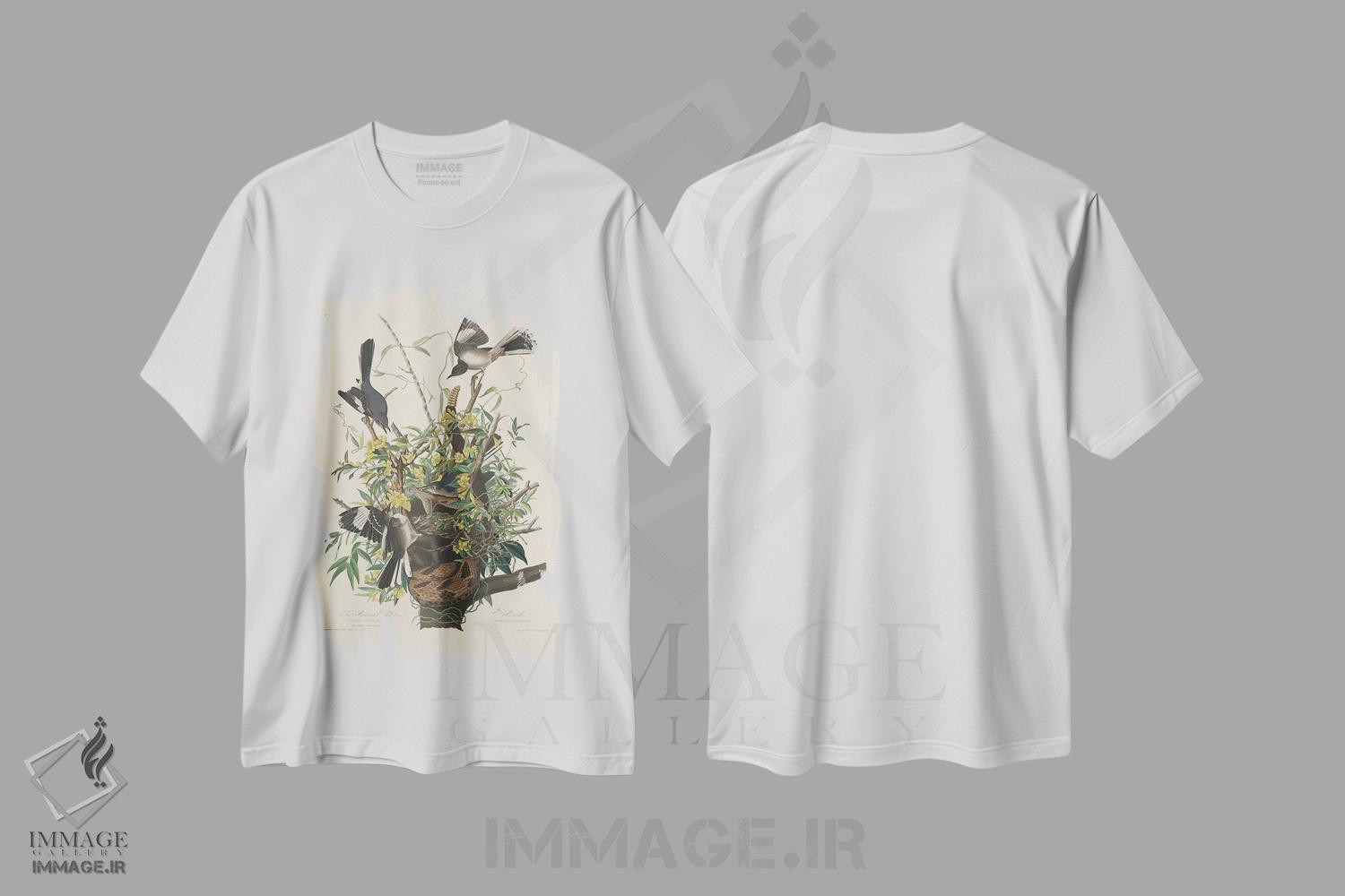 تیشرت طرح دار 1827,مرغ مقلد، ۱۸۲۷، هنر فاخر کلاسیک اثر جان جیمز آدوبون | فروشگاه ایماژ