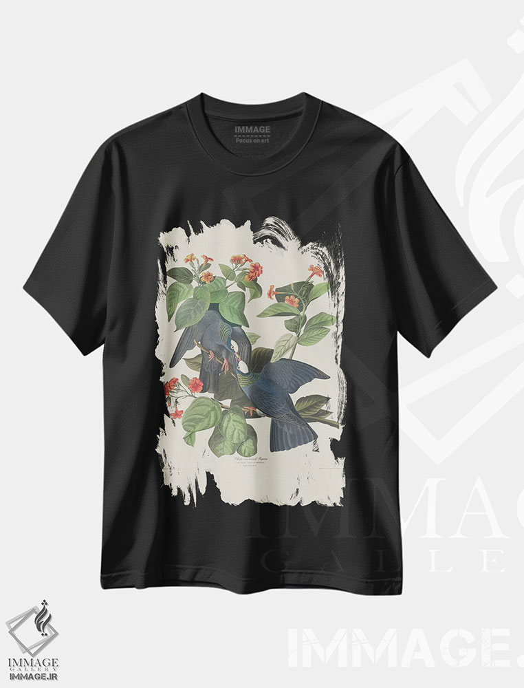 تیشرت طرح دار 1833,کبوتر تاج سفید، ۱۸۳۳، هنر فاخر کلاسیک اثر جان جیمز آدوبون | فروشگاه ایماژ
