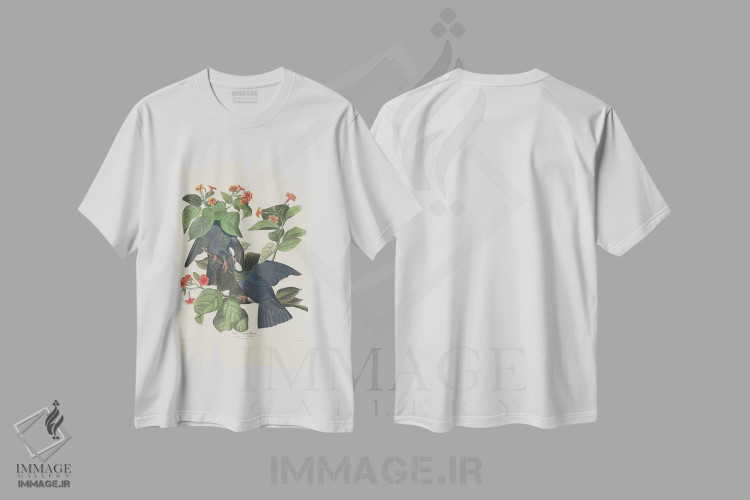 تیشرت طرح دار 1833,کبوتر تاج سفید، ۱۸۳۳، هنر فاخر کلاسیک اثر جان جیمز آدوبون | immage.ir