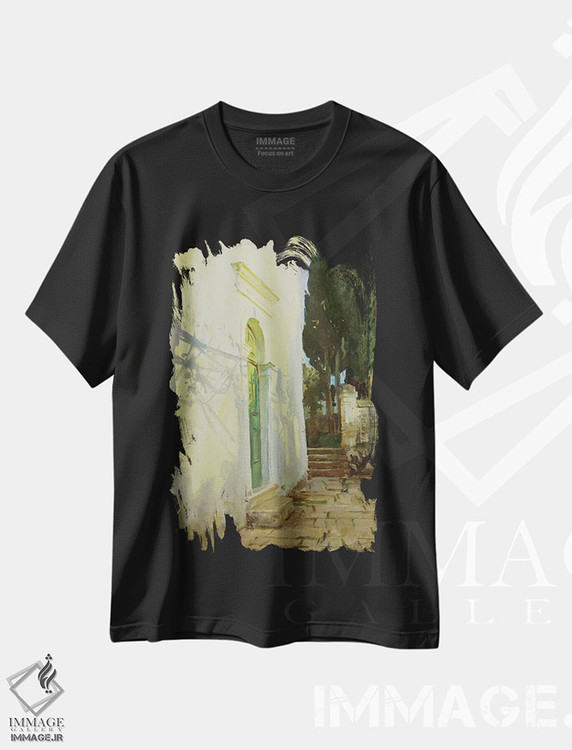 تیشرت طرح دار سایه ها بر دیوار در کورفو، هنر فاخر کلاسیک اثر جان سینگر سارجنت | فروشگاه ایماژ