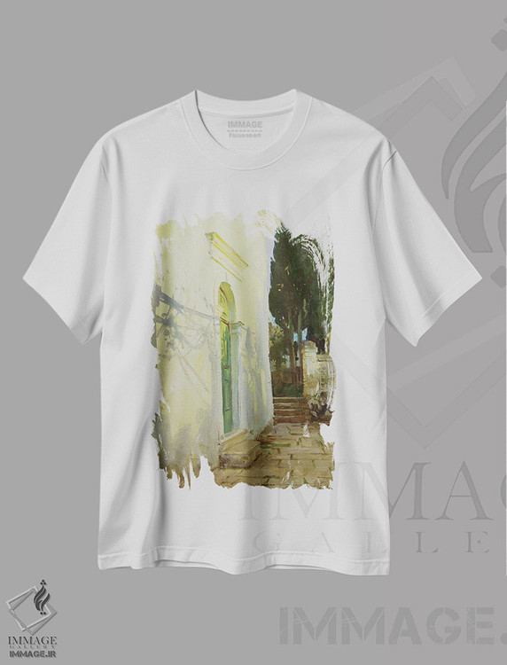 تیشرت طرح دار سایه ها بر دیوار در کورفو، هنر فاخر کلاسیک اثر جان سینگر سارجنت | immage.ir