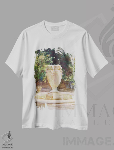 تیشرت طرح دار Pocantico,فواره گلدانی، پوکانتیکو، هنر فاخر کلاسیک اثر جان سینگر سارجنت | فروشگاه ایماژ