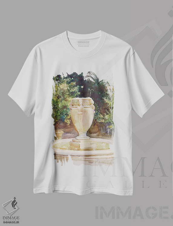 تیشرت طرح دار Pocantico,فواره گلدانی، پوکانتیکو، هنر فاخر کلاسیک اثر جان سینگر سارجنت | فروشگاه ایماژ