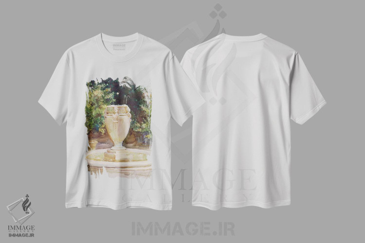 تیشرت طرح دار Pocantico,فواره گلدانی، پوکانتیکو، هنر فاخر کلاسیک اثر جان سینگر سارجنت | فروشگاه ایماژ