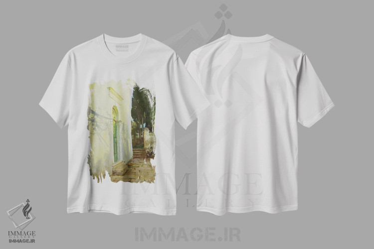 تیشرت طرح دار سایه ها بر دیوار در کورفو، هنر فاخر کلاسیک اثر جان سینگر سارجنت | immage.ir