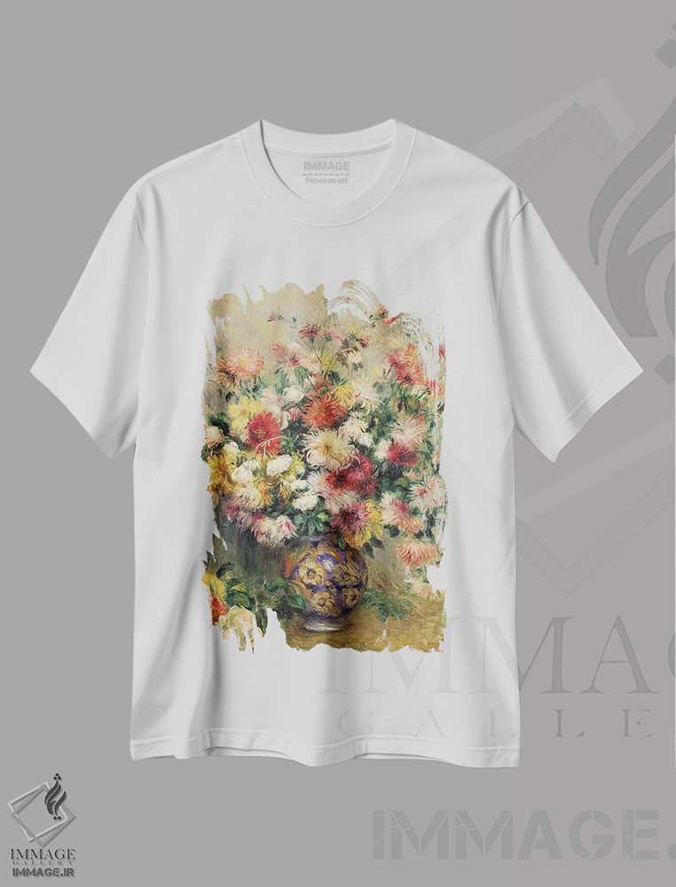تیشرت طرح دار گل های کوکب، هنر فاخر کلاسیک اثر پیر-اوگوست رنوار | فروشگاه ایماژ