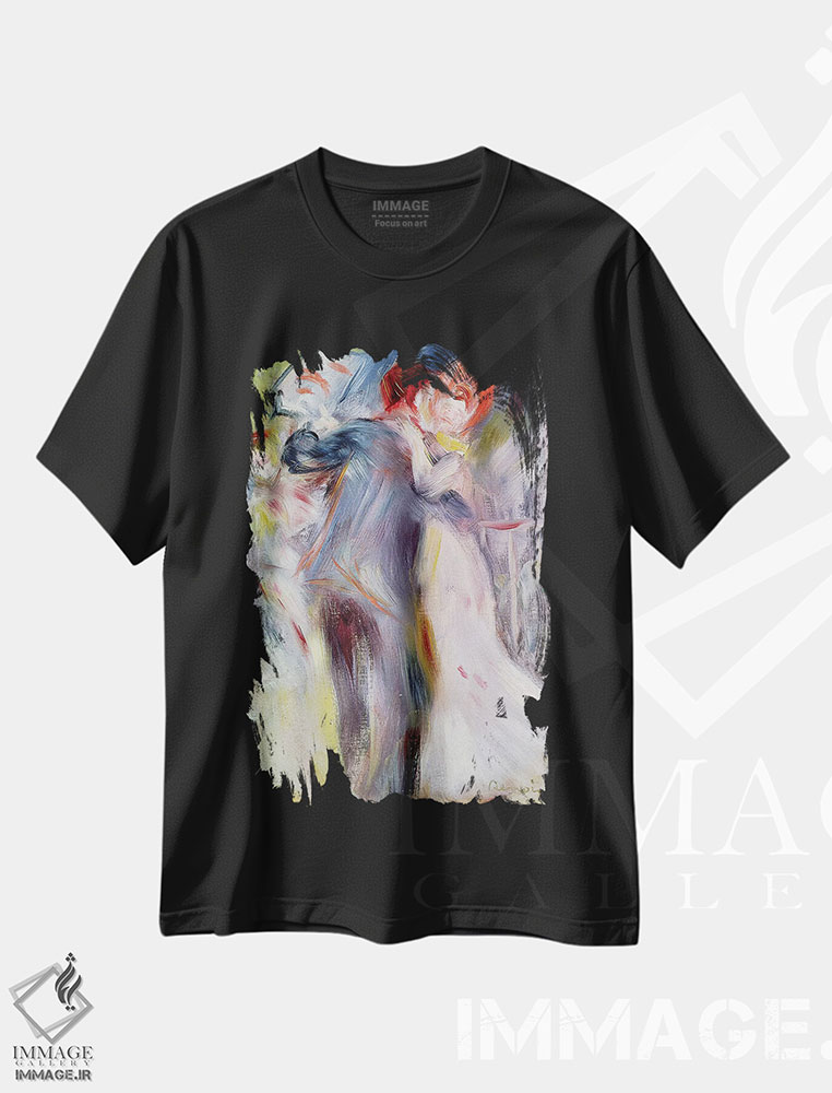 تیشرت طرح دار c.1882-3,رقص در روستا، حدود ۱۸۸۲-۱۸۸۳، هنر فاخر کلاسیک اثر پیر-اوگوست رنوار | immage.ir