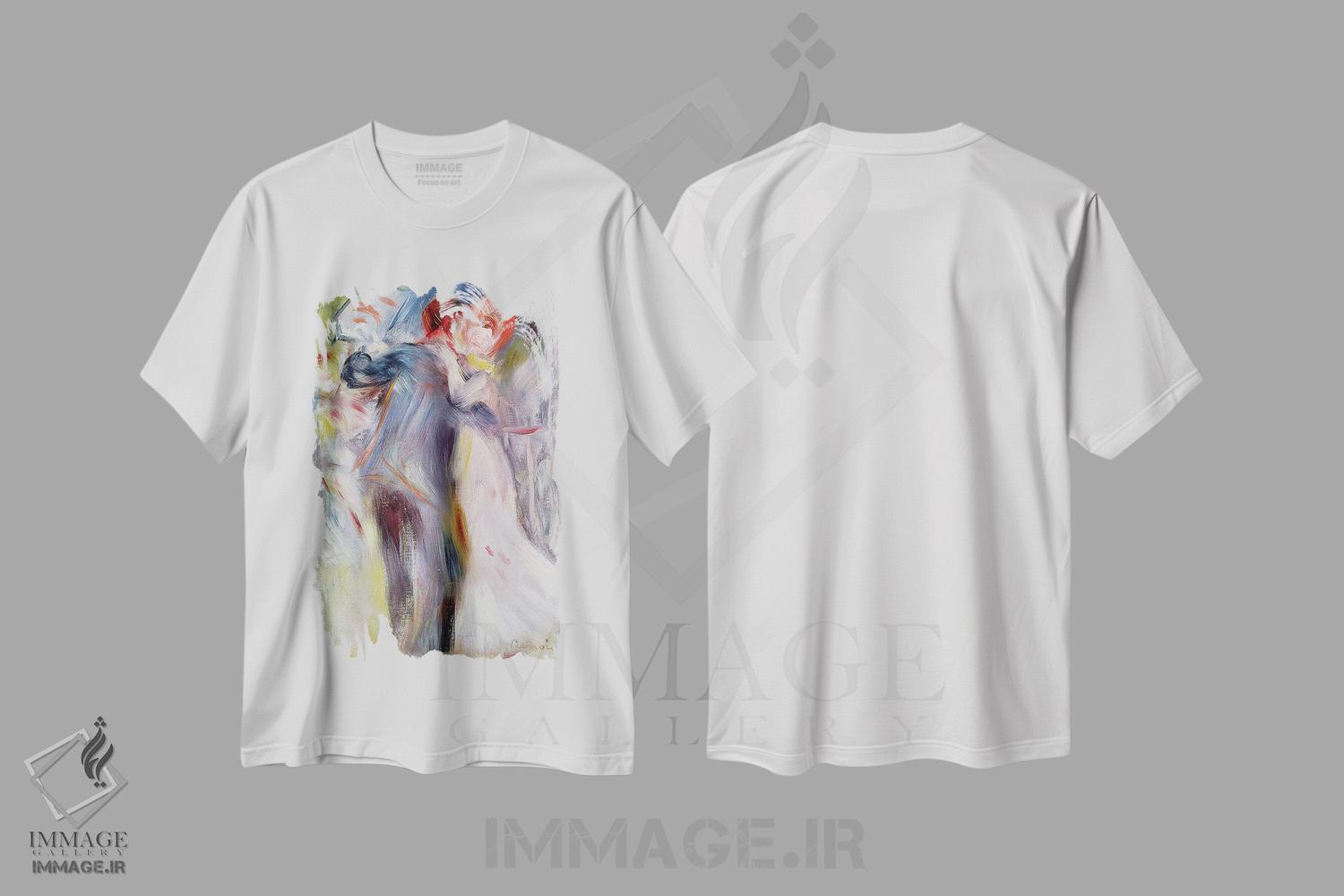 تیشرت طرح دار c.1882-3,رقص در روستا، حدود ۱۸۸۲-۱۸۸۳، هنر فاخر کلاسیک اثر پیر-اوگوست رنوار | فروشگاه ایماژ