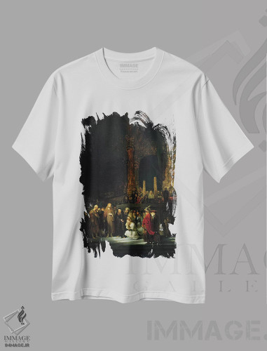 تیشرت طرح دار زن دستگیرشده به جرم زنا، ۱۶۴۴، باروک اثر رمبرانت فان رَین | فروشگاه ایماژ