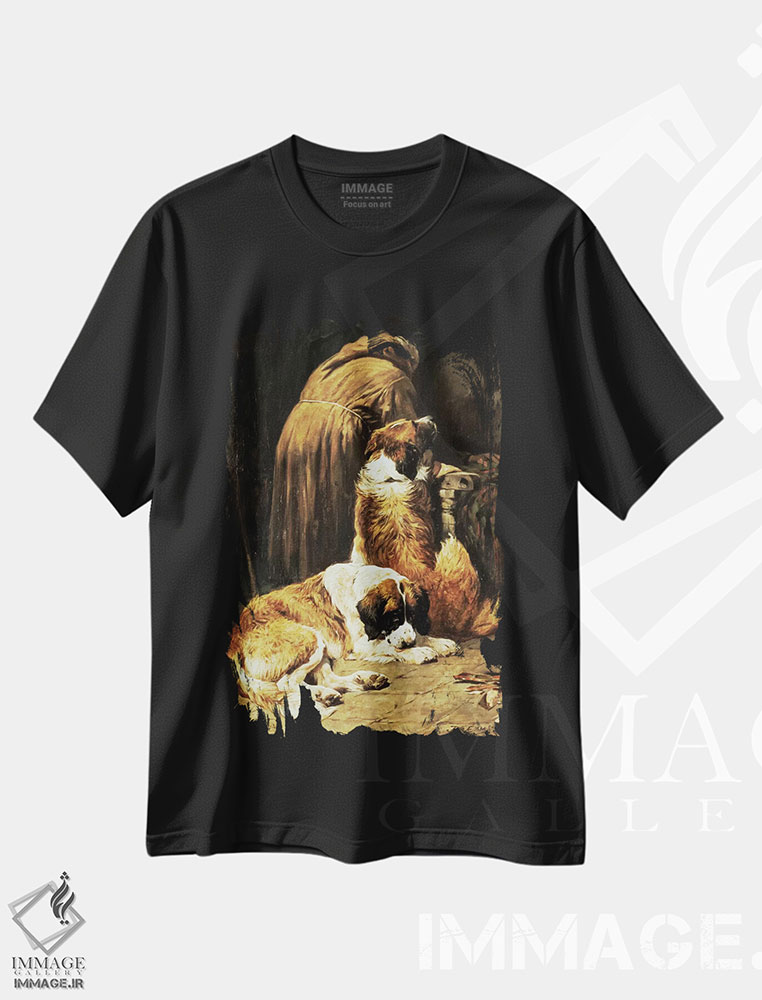 تیشرت طرح دار ایمان سنت برنارد، هنر فاخر کلاسیک اثر جان امس | immage.ir