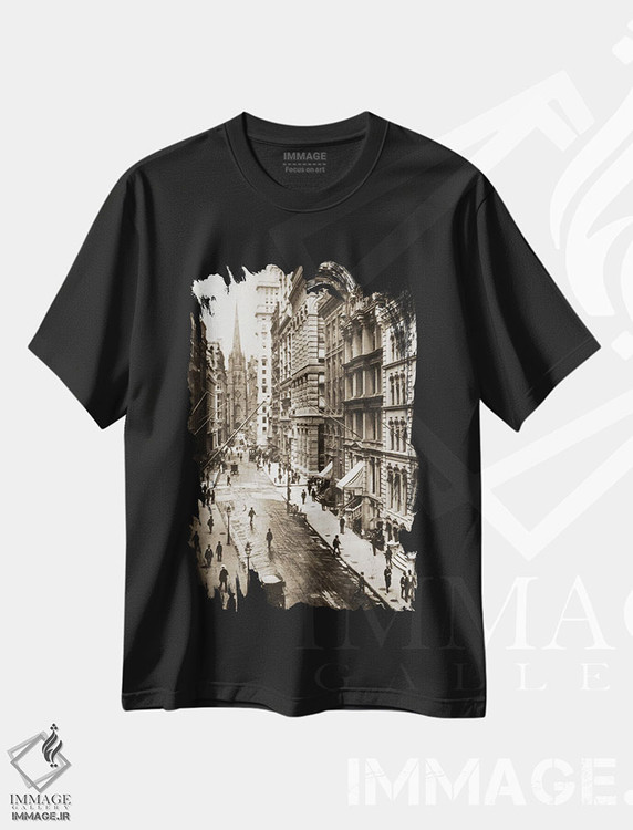 تیشرت طرح دار وال استریت، نیویورک، ۱۸۹۸، مدیوم اثر عکاس آمریکایی | فروشگاه ایماژ