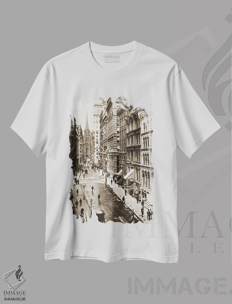 تیشرت طرح دار وال استریت، نیویورک، ۱۸۹۸، مدیوم اثر عکاس آمریکایی | immage.ir
