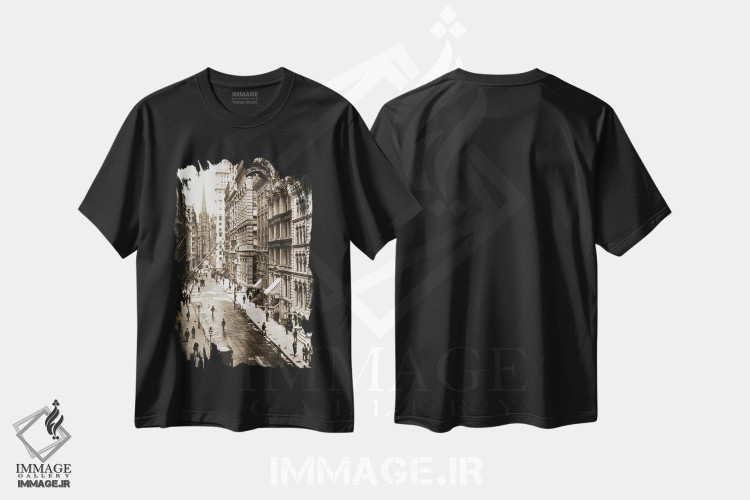 تیشرت طرح دار وال استریت، نیویورک، ۱۸۹۸، مدیوم اثر عکاس آمریکایی | فروشگاه ایماژ