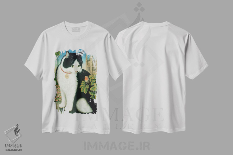 تیشرت طرح دار همفری، گربه داونینگ استریت، ۱۹۹۵، هنر فاخر کلاسیک اثر فرانسیس برومفیلد | immage.ir