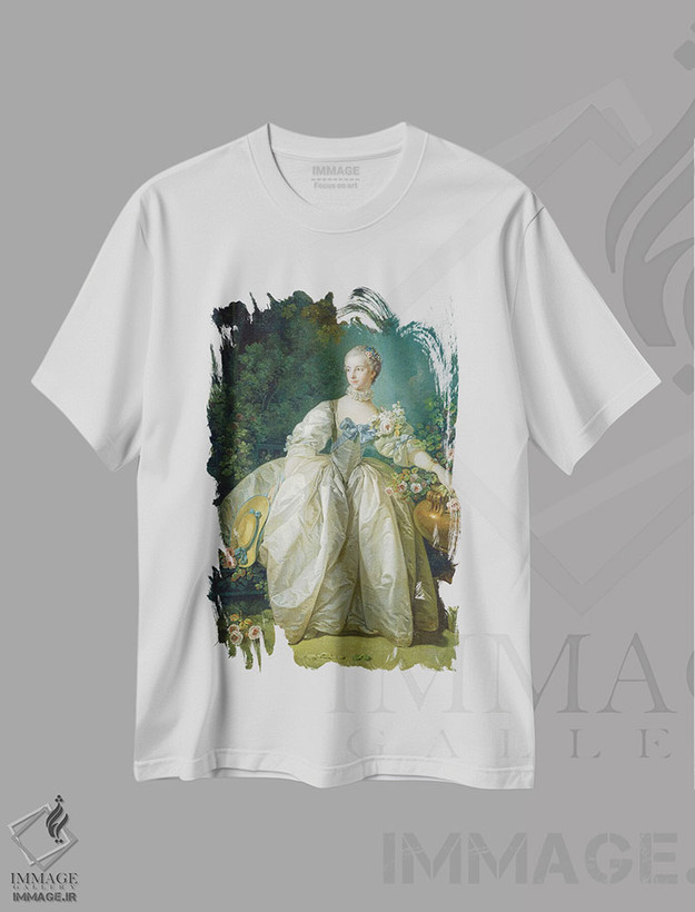 تیشرت طرح دار مدام برژه ره، حدود ۱۷۶۶، هنر فاخر کلاسیک اثر فرانسوا بوشه | فروشگاه ایماژ