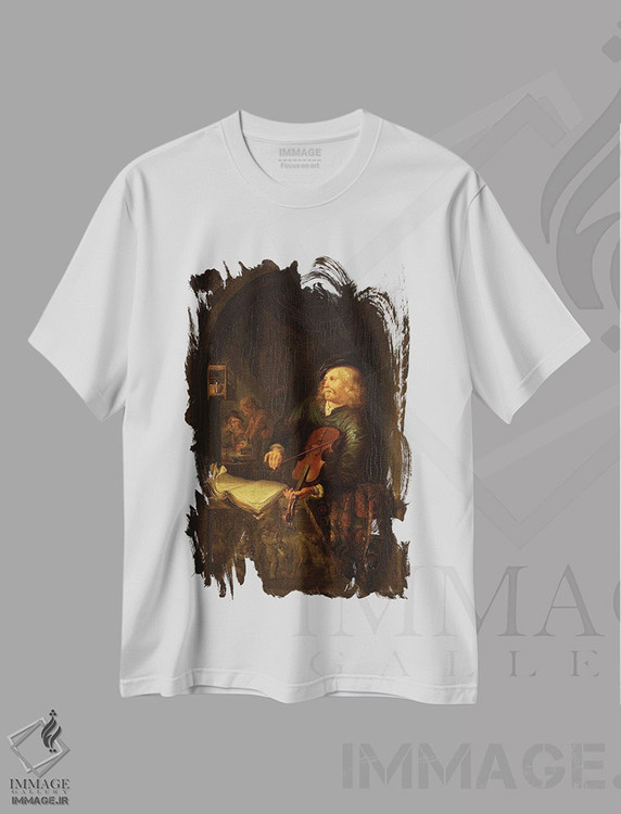 تیشرت طرح دار مردی با ویولن، هنر فاخر کلاسیک اثر گریت دو | فروشگاه ایماژ