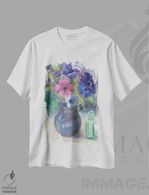 تیشرت طرح دار شقایق ها، هنر فاخر کلاسیک اثر کارن آرمیتاژ | immage.ir