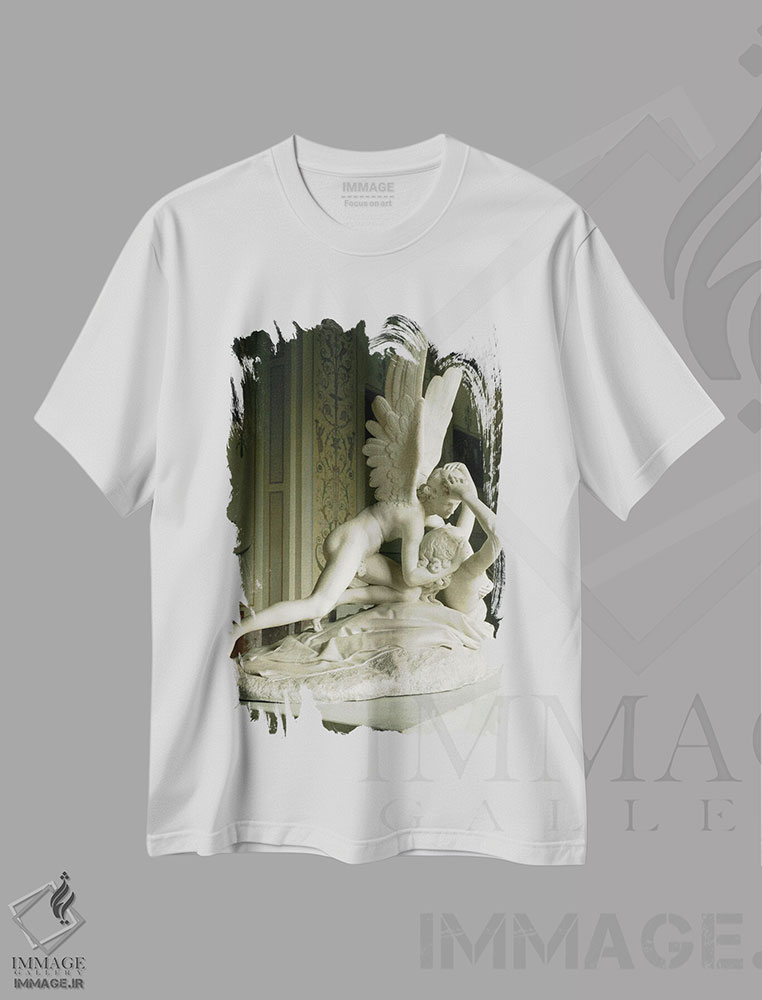 تیشرت طرح دار 1796,کیوپید و پسشه، ۱۷۹۶، هنر فاخر کلاسیک اثر آنتونیو کانوا | فروشگاه ایماژ