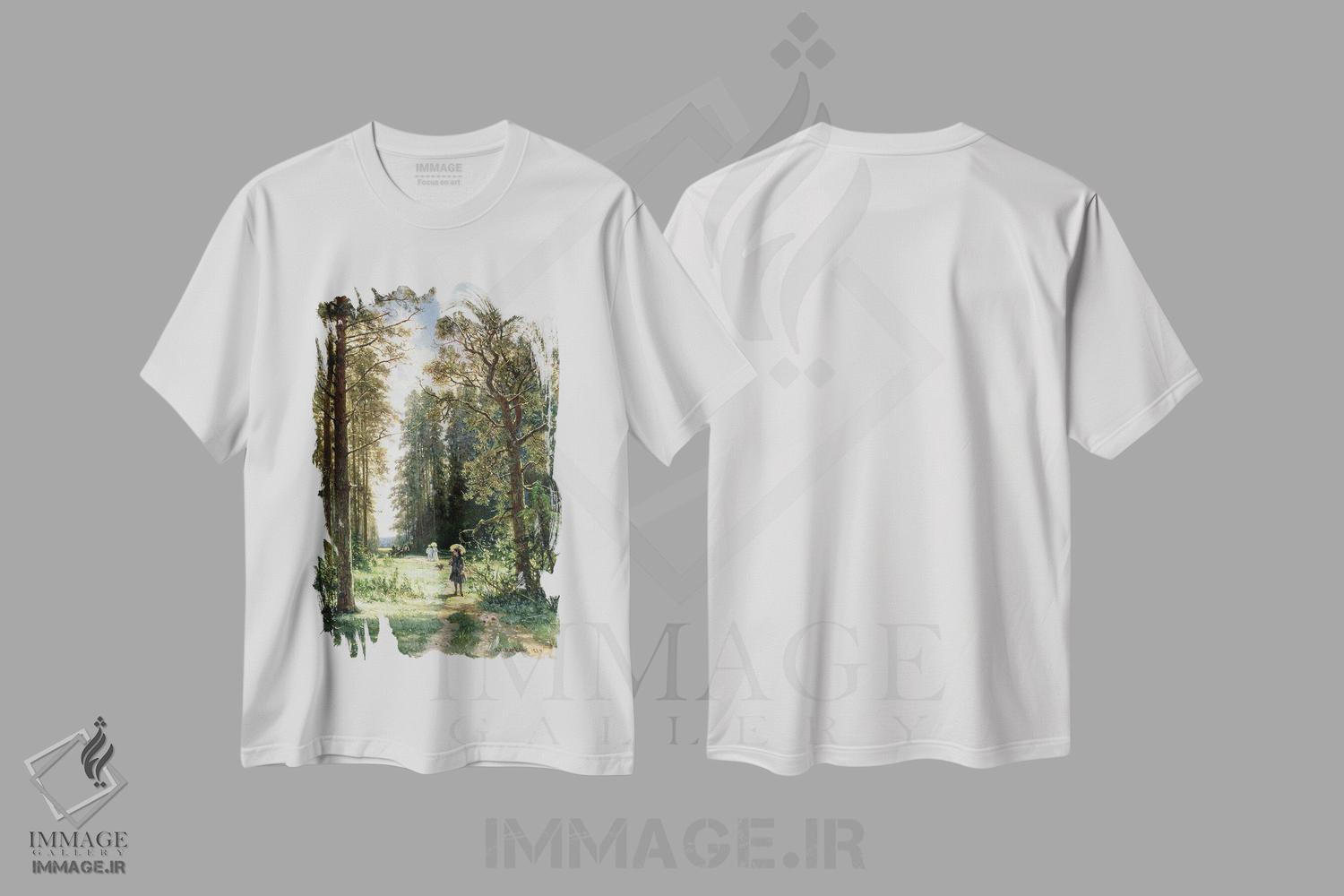 تیشرت طرح دار 1880,مسیر میان جنگل، ۱۸۸۰، هنر فاخر کلاسیک اثر ایوان ایوانوویچ شیشکین | immage.ir