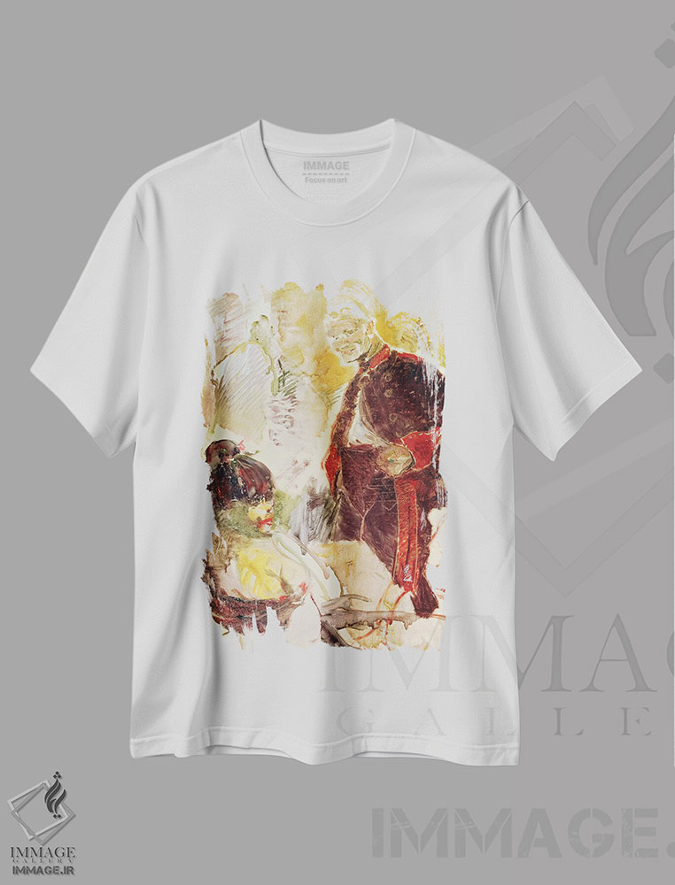 تیشرت طرح دار 1886,سرباز توپخانه و دختر، ۱۸۸۶، هنر فاخر کلاسیک اثر آنری دو تولوز-لوترک | immage.ir