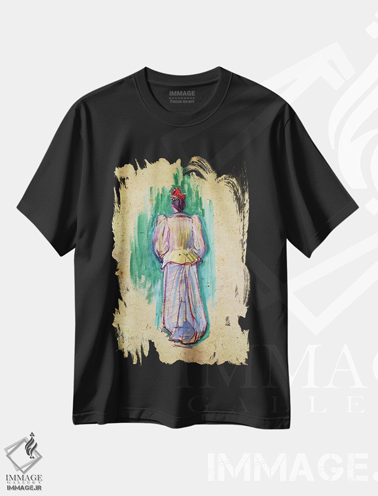 تیشرت طرح دار بانوی قدم زن، هنر فاخر کلاسیک اثر آنری دو تولوز-لوترک | immage.ir